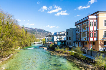 Fototapeta premium old city Bad Ischl at traun river