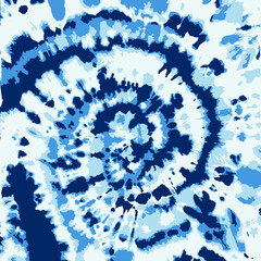 Tie dye Vector. Ethnic Texture. Blue Hand Drawn Modern Batik. Indigo Boho Fashion. Tie Dye Texture. Summer Fashion. Vector Ornament. Tie Dye Print. Bohemian Art. Ink Textured. - obrazy, fototapety, plakaty