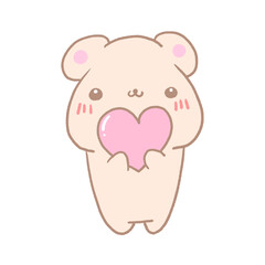 ハート持ってる茶色クマ