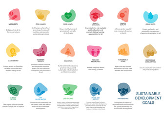 Icons Set Sustainable Development Goals. Vector illustration
