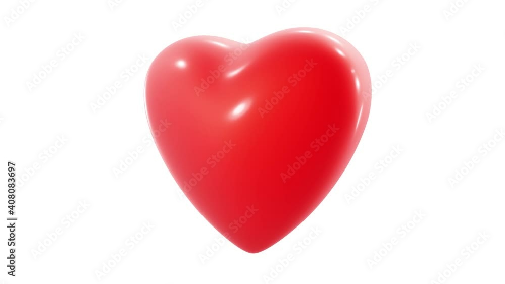 Poster realistic looping 3d animation of the red spinning heart rendered in uhd, alpha matte is included