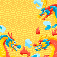Naklejka na ściany i meble Background with Chinese dragons.