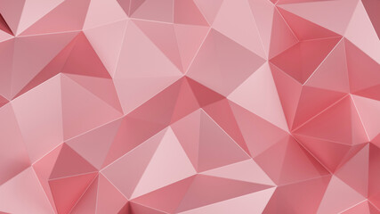 Obraz premium Rose gold triangle low polygon. Pink geometric triangular polygonal. Abstract mosaic background. 3D Rendering illustration.