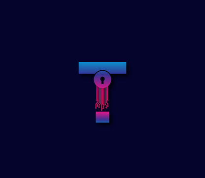 T Cyber Security Technology Logo Design Concept