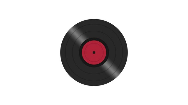 Black DJ vinyl record plate for a music player with 2d concept and white background.