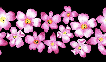 Pink flowers. Watercolor. Seamless pattern (6)
