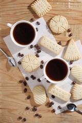 Various cookies and coffee