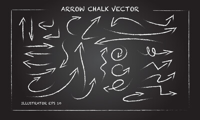 Arrows and Hand Drawn Shapes Vector Illustration. Arrow doodles, chalk on blackboard.