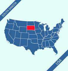 South Dakota on USA map