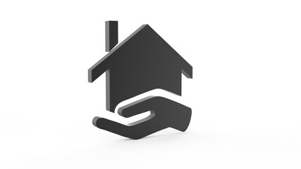 Home on the hand 3d illustration icon . Stock image.