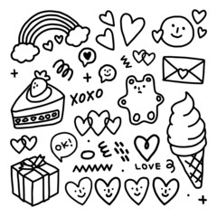 set of doodle illustrations.Vector set of doodle icons