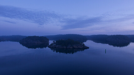 Dreamy morning, Small islands in Archipelago of Stockholm. 