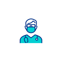 Doctor face mask glasses linear icon fully editable stroke