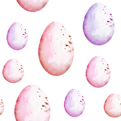 Pattern with the image of pink and purple large Easter eggs.