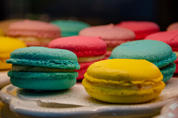 colorful macaroons on a table