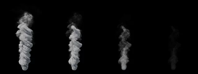 Selbstklebende Fototapeten a collection set of smoke stream rise tornado isolated on black background.3D Render Illustration. © tongpanyaluk