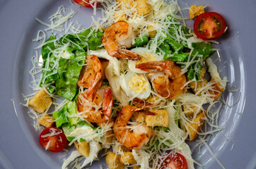 salad with vegetables and shrimps