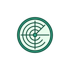 Vector Radar Display concept round green icon or symbol