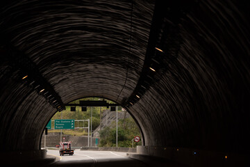 Exit from a tunnel on the highway between Bogota and the city of Villavicencio. Colombia