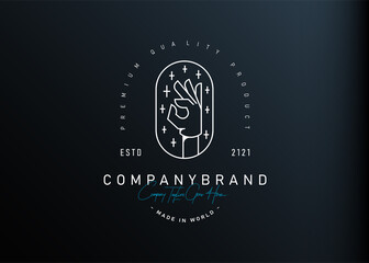 Cleaning Service Logo Design Inspiration. Vector Illustration of Hand Wearing Gloves With OK Pose. Modern Icon Design Vector Template with Line Style