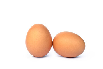 Chicken eggs on a white isolated background, chicken eggs are a very nutritious food.