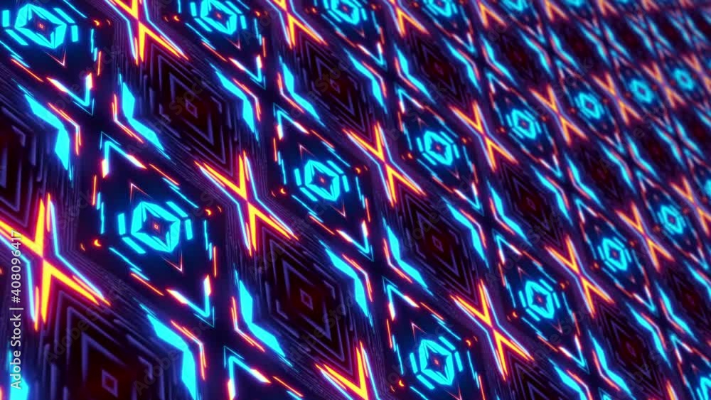 Poster moving abstract futuristic technology led display wall panel concept background. 4k 3d rendering sea