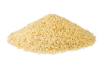 A bunch of sesame seeds in the sack isolated on a white background