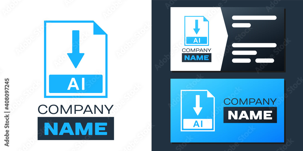 Poster logotype ai file document icon. download ai button icon isolated on white background. logo design te
