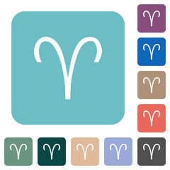 Aries zodiac symbol rounded square flat icons