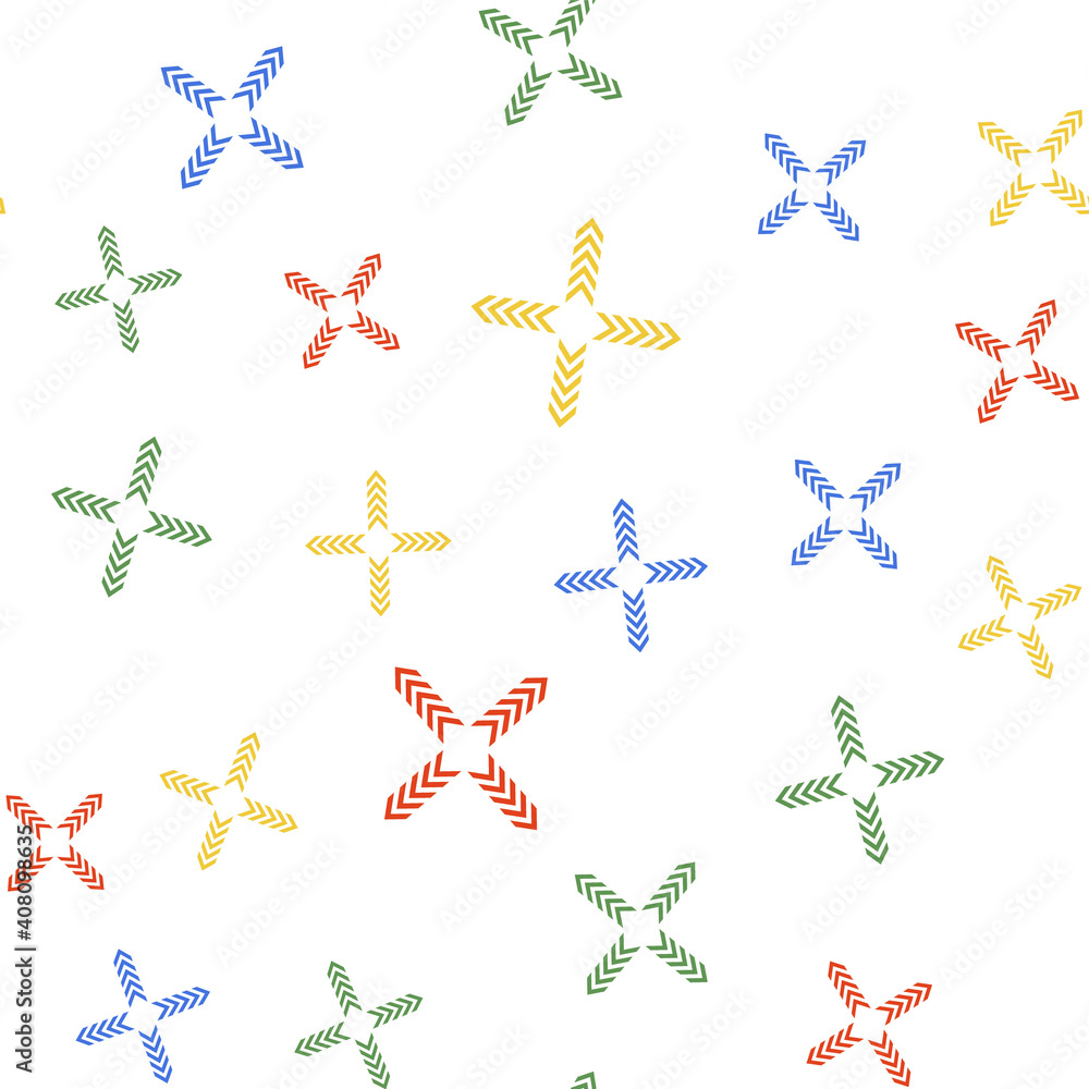 Poster color arrows in four directions icon isolated seamless pattern on white background. vector.