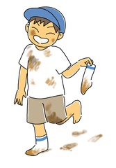 泥だらけの男の子
