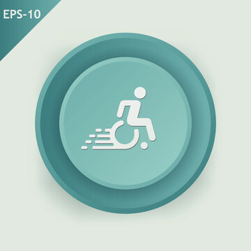 wheelchair icon on square internet button
