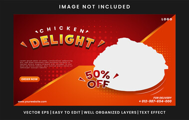 Food menu fried chicken web banner design template