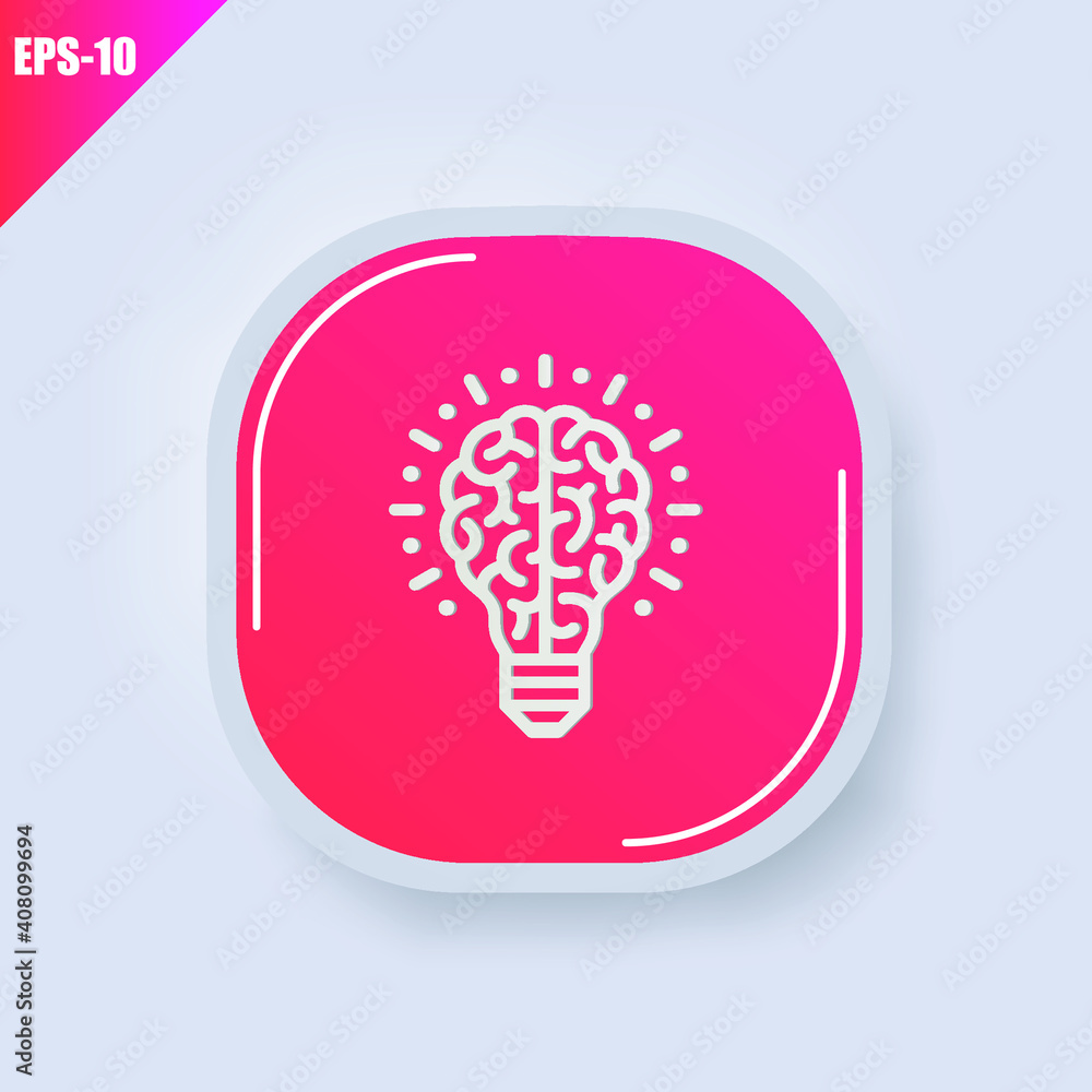 Poster creative idea button icon vector. pink square button on grey background