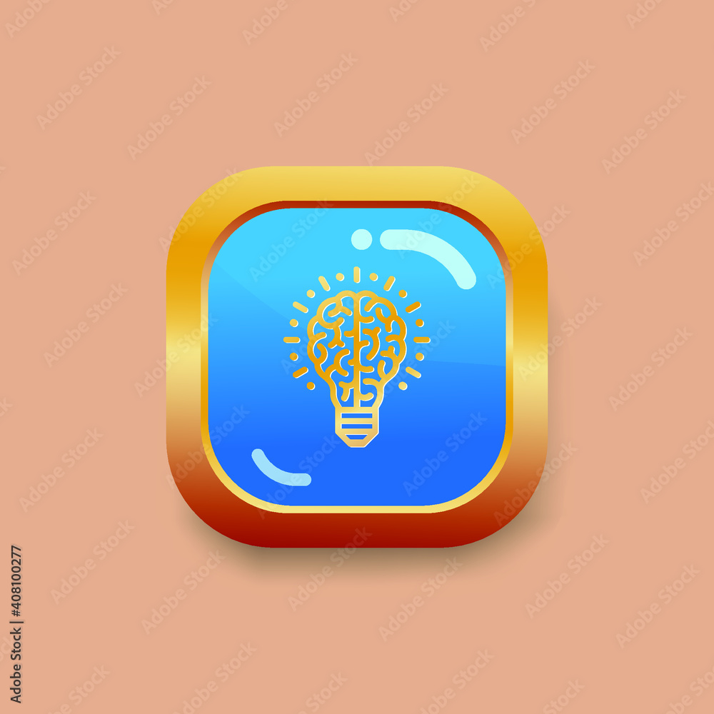 Poster creative idea icon vector. gold square button on cream color background