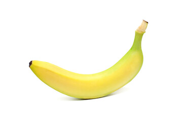 One ripe banana on a white background