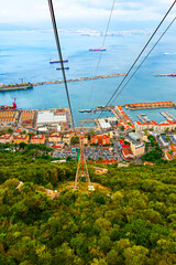Looking over the Gibraltar and coastline from the cable car