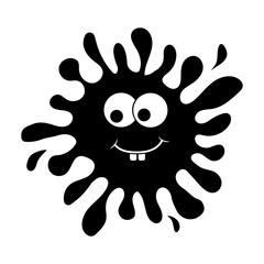 Character Funny blob monster, slime, black stencil, children's illustration, isolated vector in flat style, design, decor, print