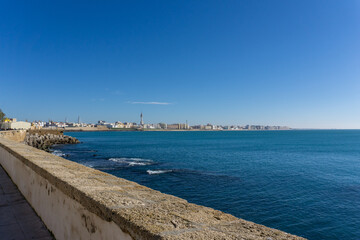 Fototapeta na wymiar panorama cityscape view of the historic city center in Cadiz