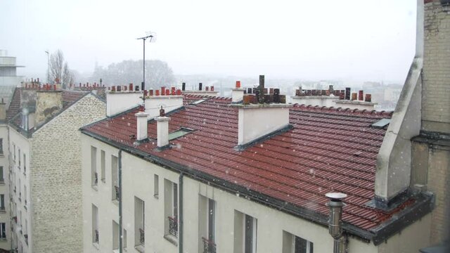 Parisian roofs under the snow