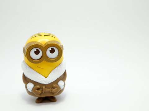 Minion disguised with winter clothes. Character from the famous Despicable Me movies.