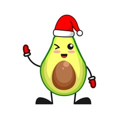 vector illustration of cute avocado fruit christmas or character say hi. cute avocado fruit Concept White Isolated. Flat Cartoon Style Suitable for Landing Page, Banner, Flyer, Sticker.
