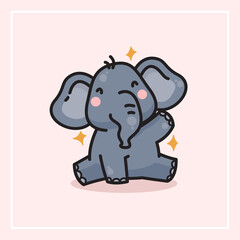baby elephant looks happy. vector illustration. single object.