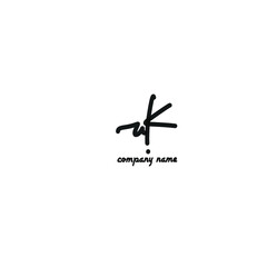 ak initial white handwriting logo for identity