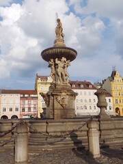 Obraz premium Czech Republic, Češke Budjejovice, fountain in the main square