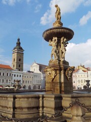 Fototapeta na wymiar Czech Republic, Češke Budjejovice, fountain in the main square