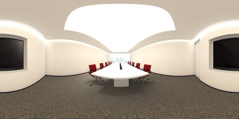 360 spherical panorama view of meeting room in office.3d rendering