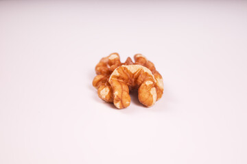 front view of a walnut with white veins