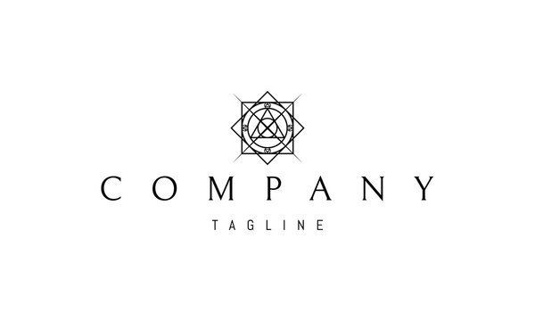 Vector logo on which the abstract image of the alchemical pentogram with a triangle.