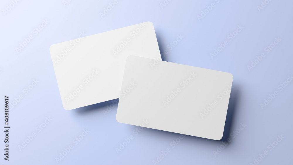 Poster rounded corners business cards mock up for design template. blank credit card mockup front and back 